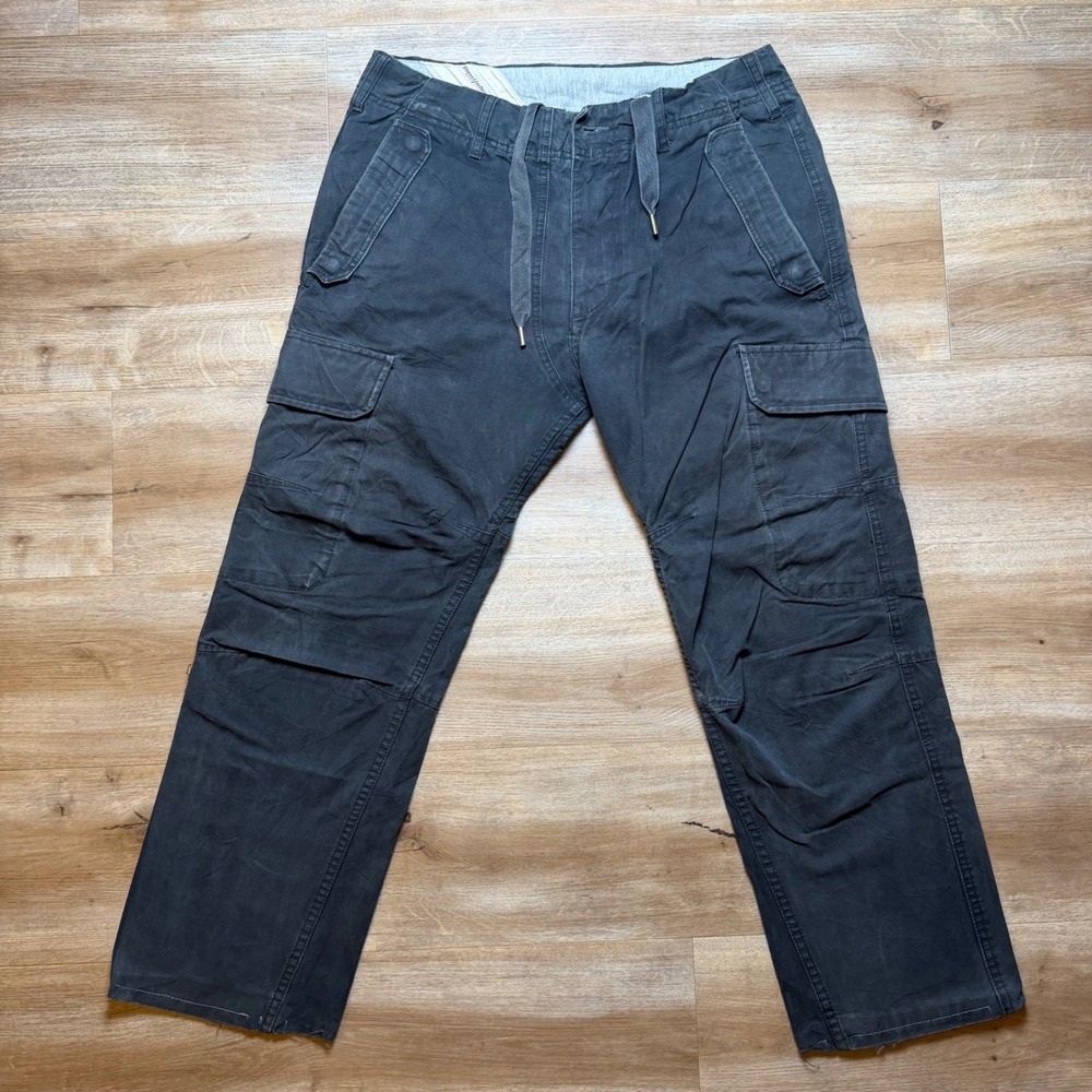 Diesel Cargo Pants Mens 31 Black Canvas Drawstring Utility Tactical Trousers Y2K